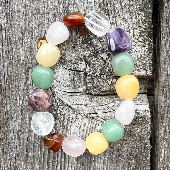 Multi Gemstone Nugget Bracelet Handmade - Picture 5 of 5